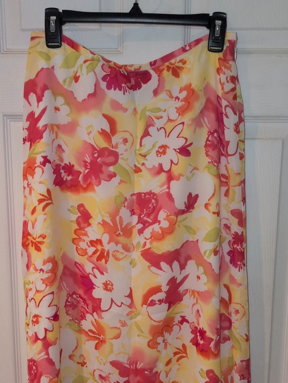 Floral A-Line Midi Skirt in Pink, Coral & Yellow